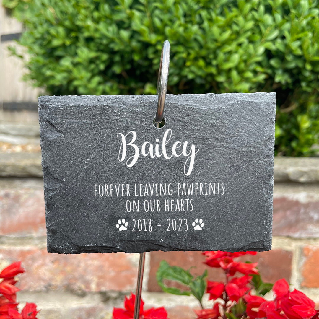 Pet Memorial Photo Printed Garden Slate Tag Wire Holder-Love Lumi Ltd