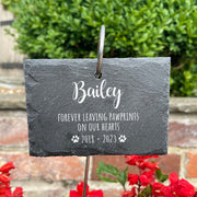 Pet Memorial Photo Printed Garden Slate Tag Wire Holder