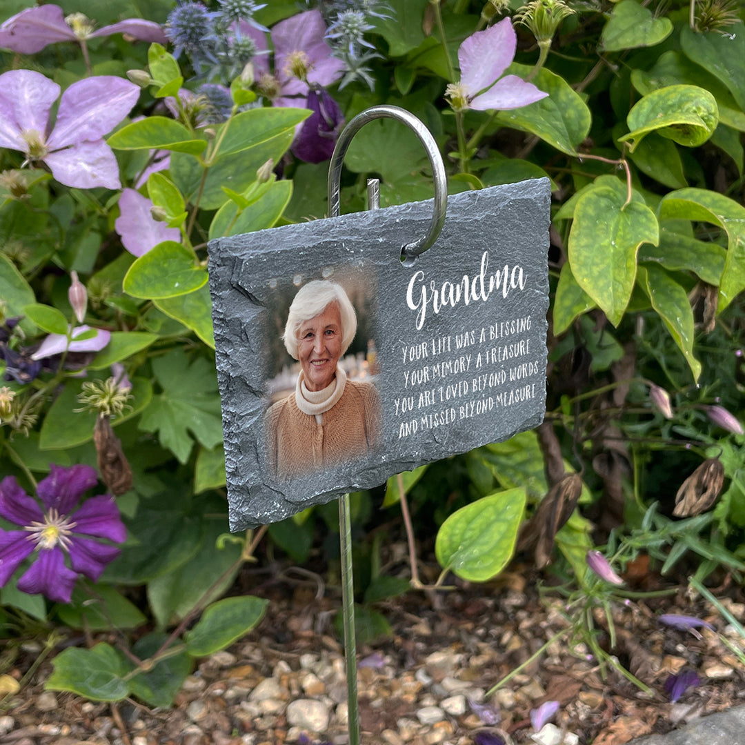 Memorial Photo Printed Garden Rectangle Slate Tag Wire Holder-Love Lumi Ltd