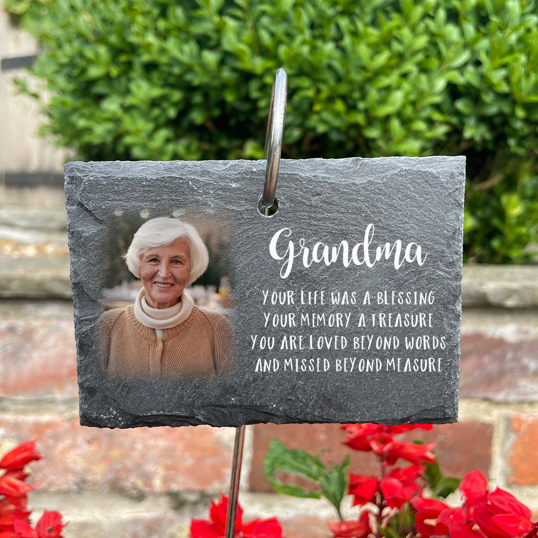 Memorial Photo Printed Garden Rectangle Slate Tag Wire Holder-Love Lumi Ltd
