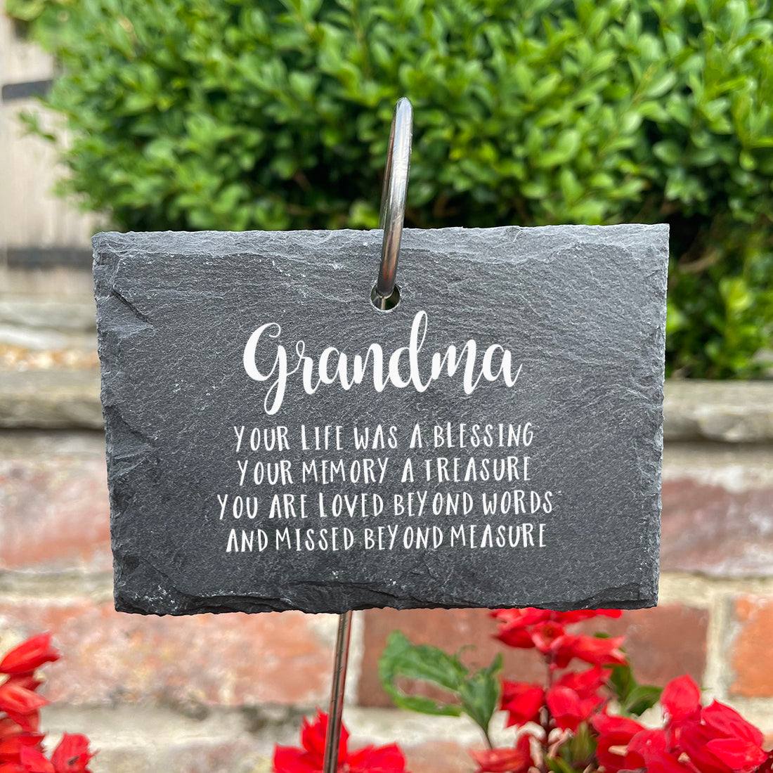 Memorial Photo Printed Garden Rectangle Slate Tag Wire Holder-Love Lumi Ltd