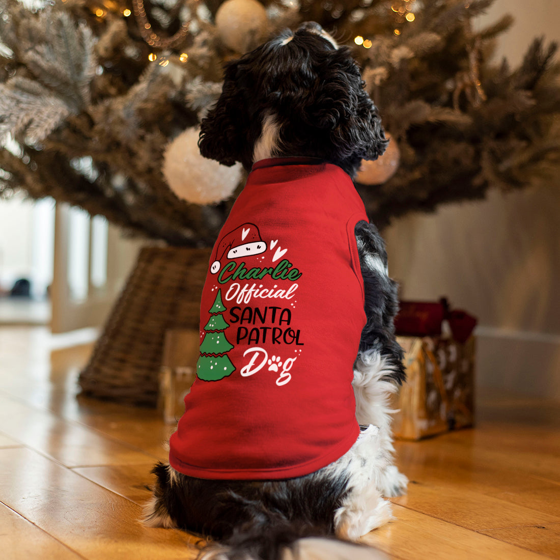 Santa Patrol Christmas Pet Dog Red Tank Top T-Shirt-Love Lumi Ltd