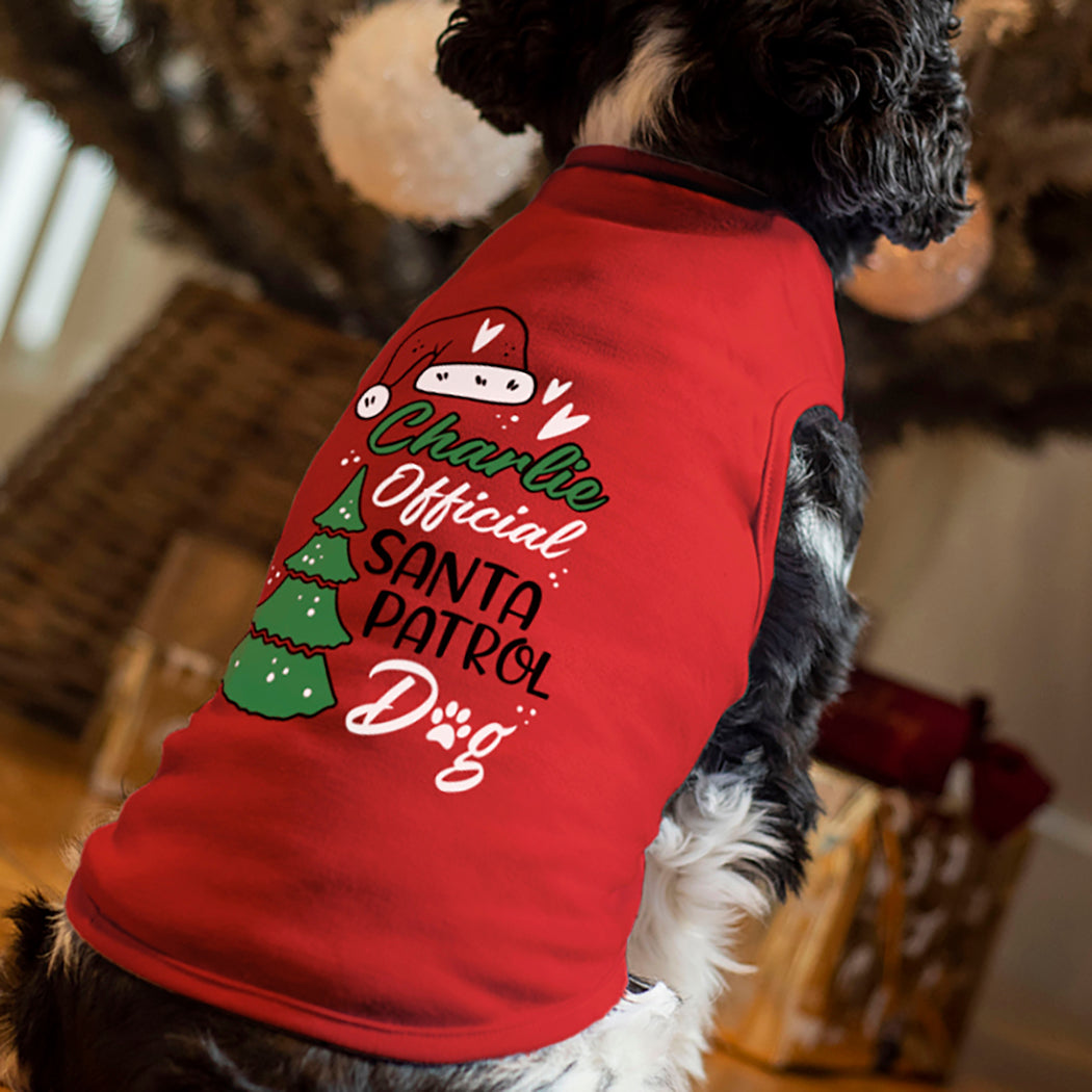 Santa Patrol Christmas Pet Dog Red Tank Top T-Shirt-Love Lumi Ltd