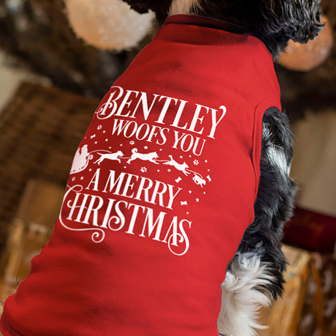 Woof you a Merry Christmas Pet Dog Red Tank Top T-Shirt-Love Lumi Ltd