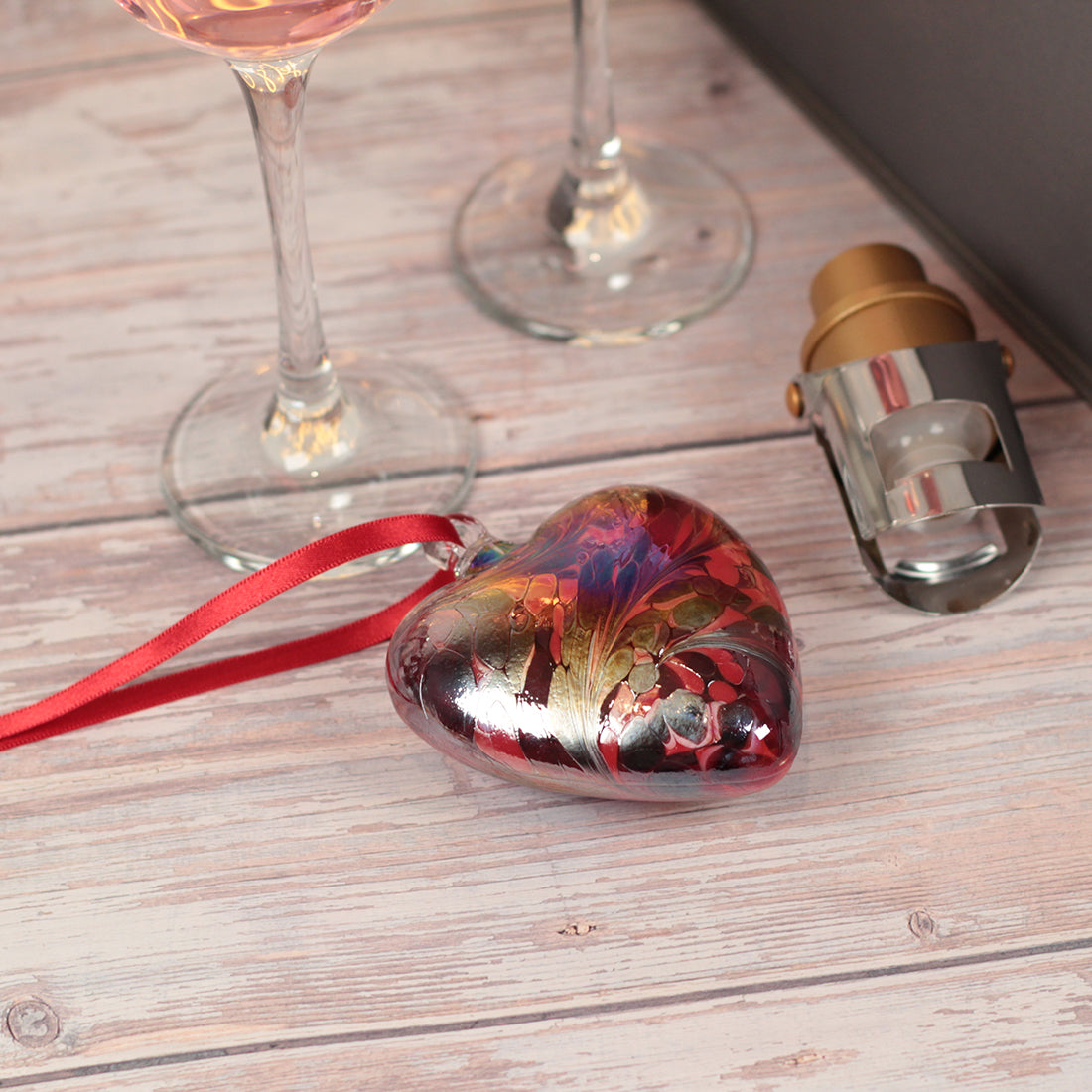 Pair of Ruby 40 Year Wedding Anniversary Diamante Embellished Glass Flutes