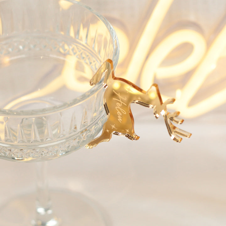 Reindeer Wine Glass Charm Place Settings-Love Lumi Ltd