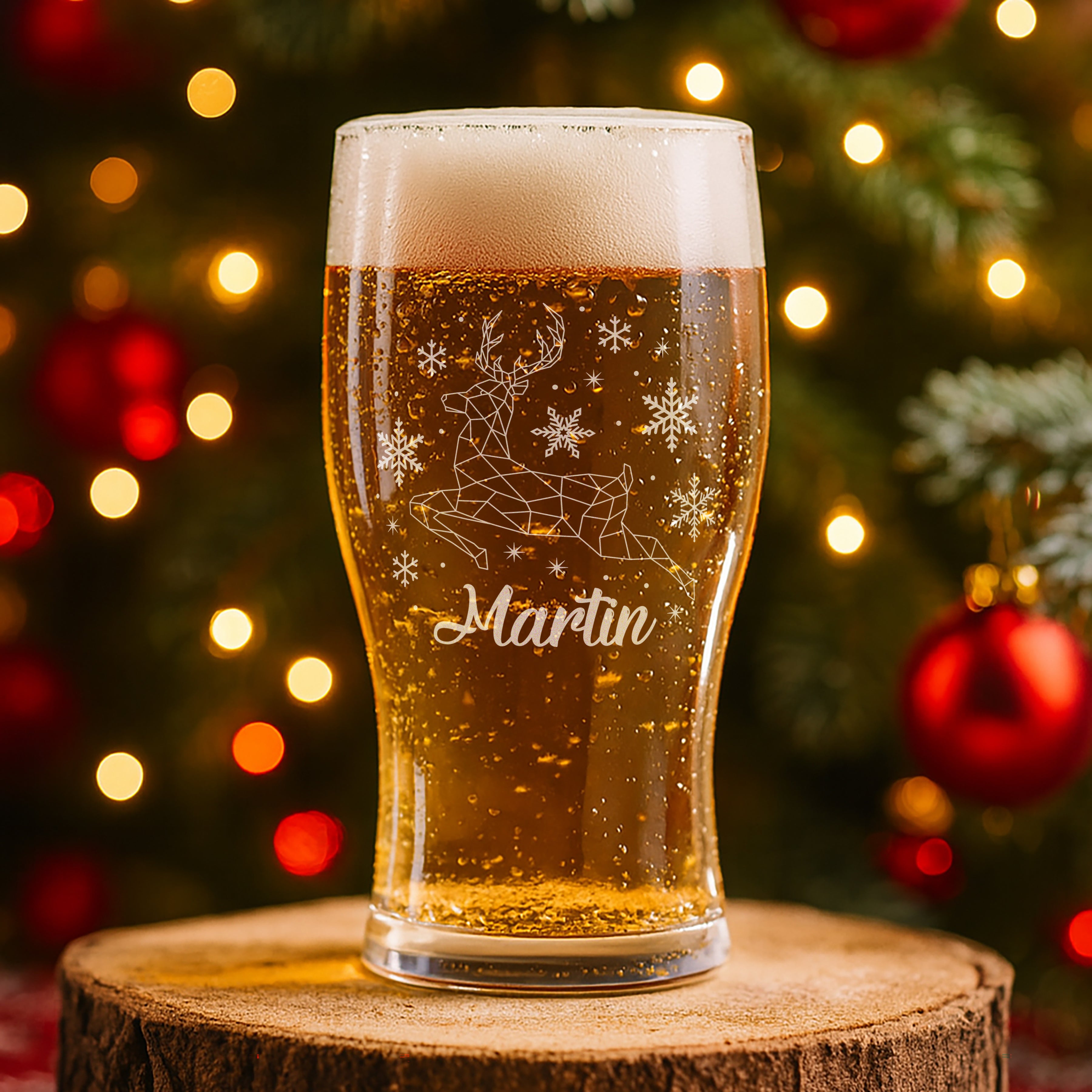 Christmas Reindeer Pint Glass and Gift Boxed Set