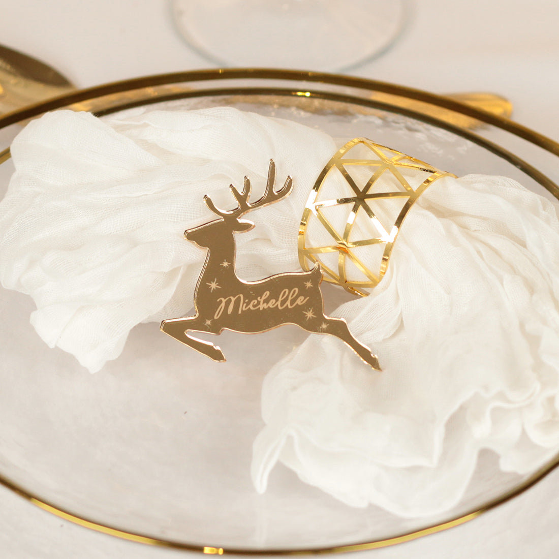 Reindeer Wine Glass Charm Place Settings-Love Lumi Ltd