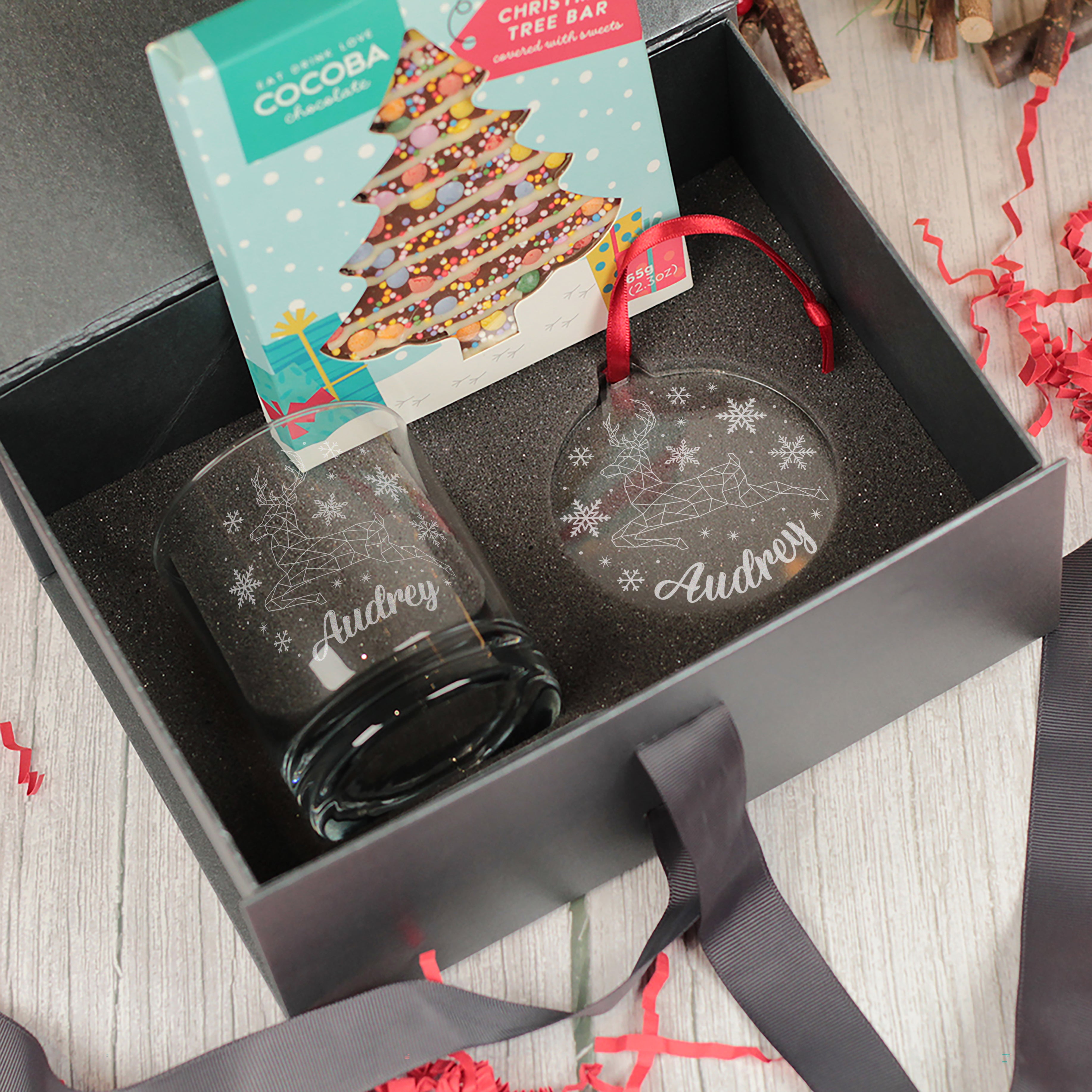 Christmas Reindeer Tumbler Glass with Gift Boxed Set