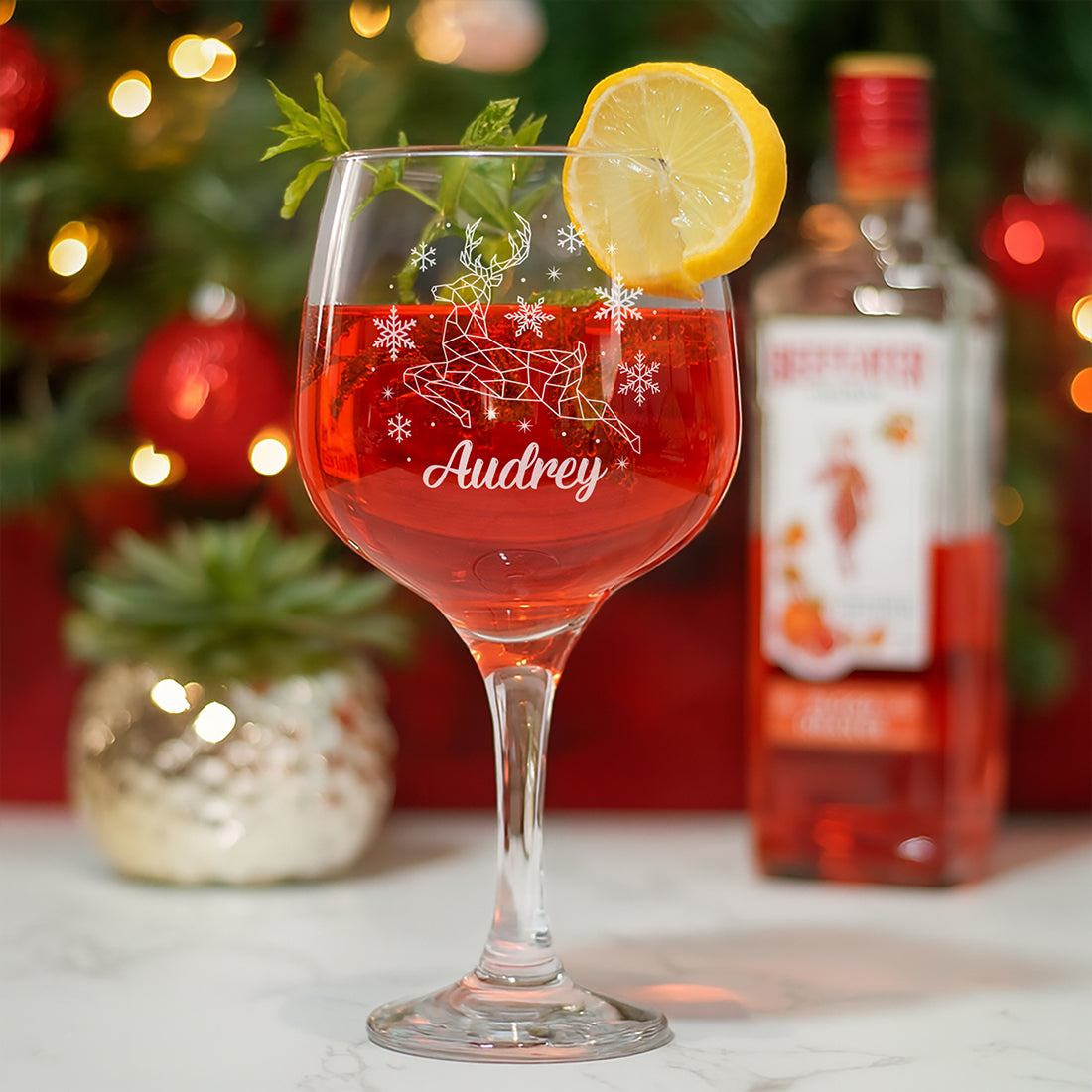 Christmas Reindeer Gin Glass and Chocolate Truffles Gift Boxed Set