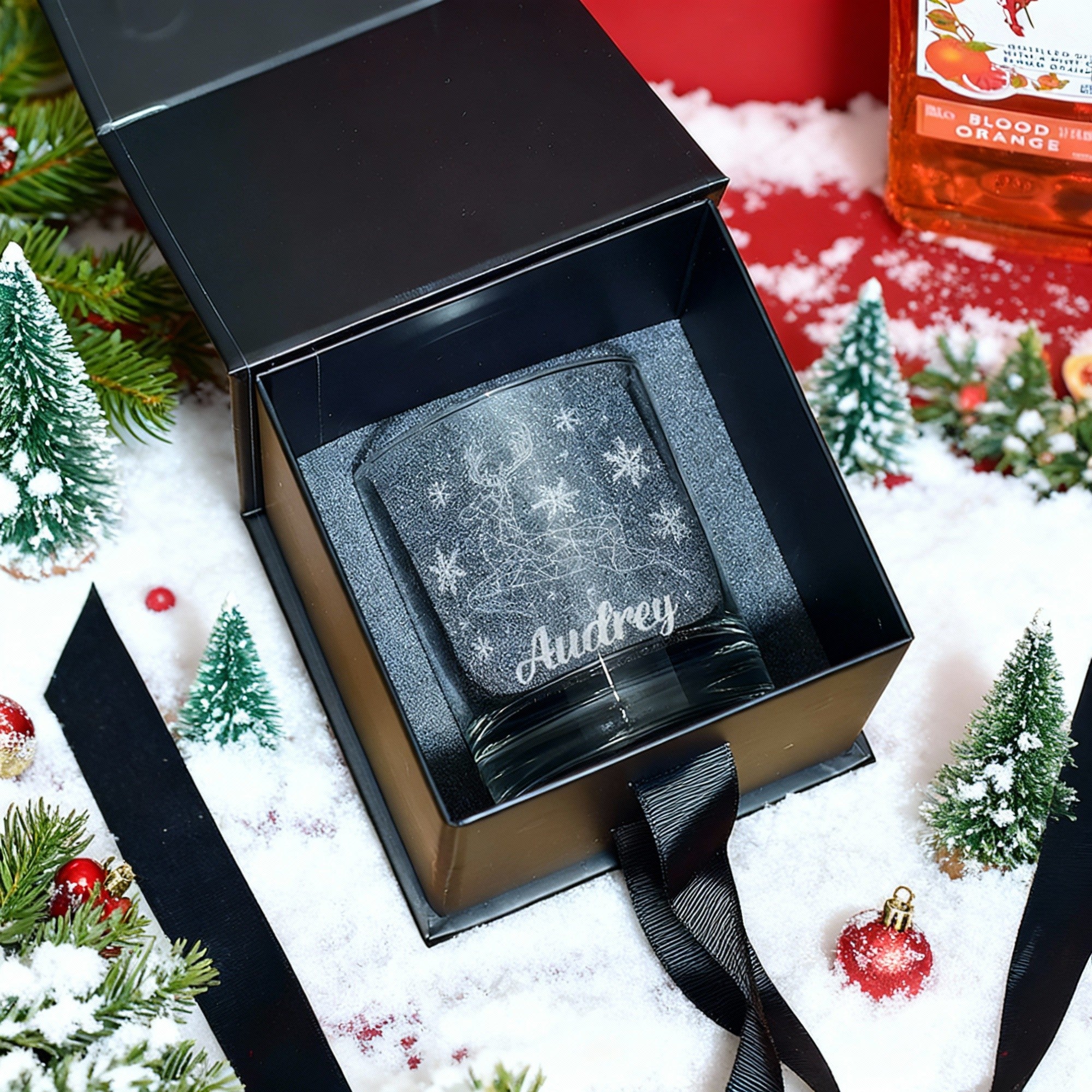 Christmas Reindeer Tumbler Glass with Gift Boxed Set