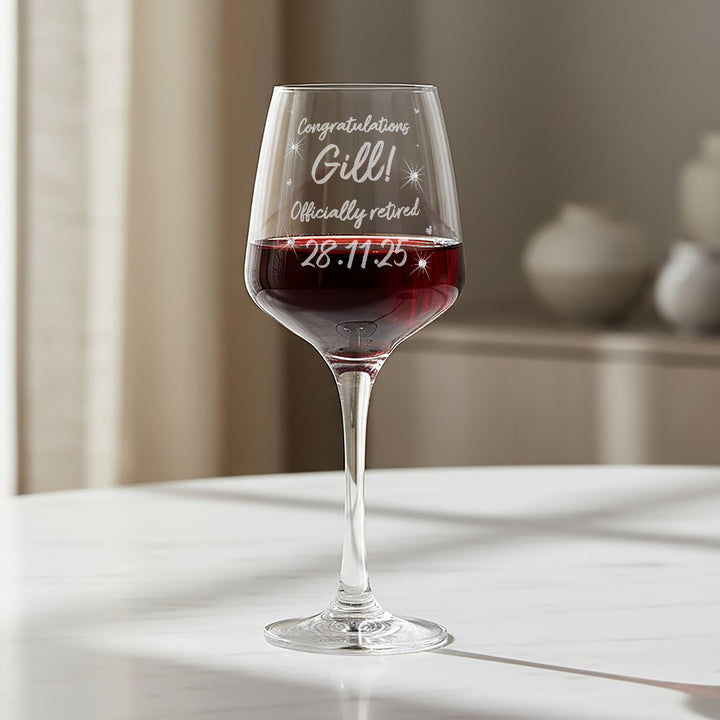 Diamante Embellished Retirement Stemmed Wine Glass