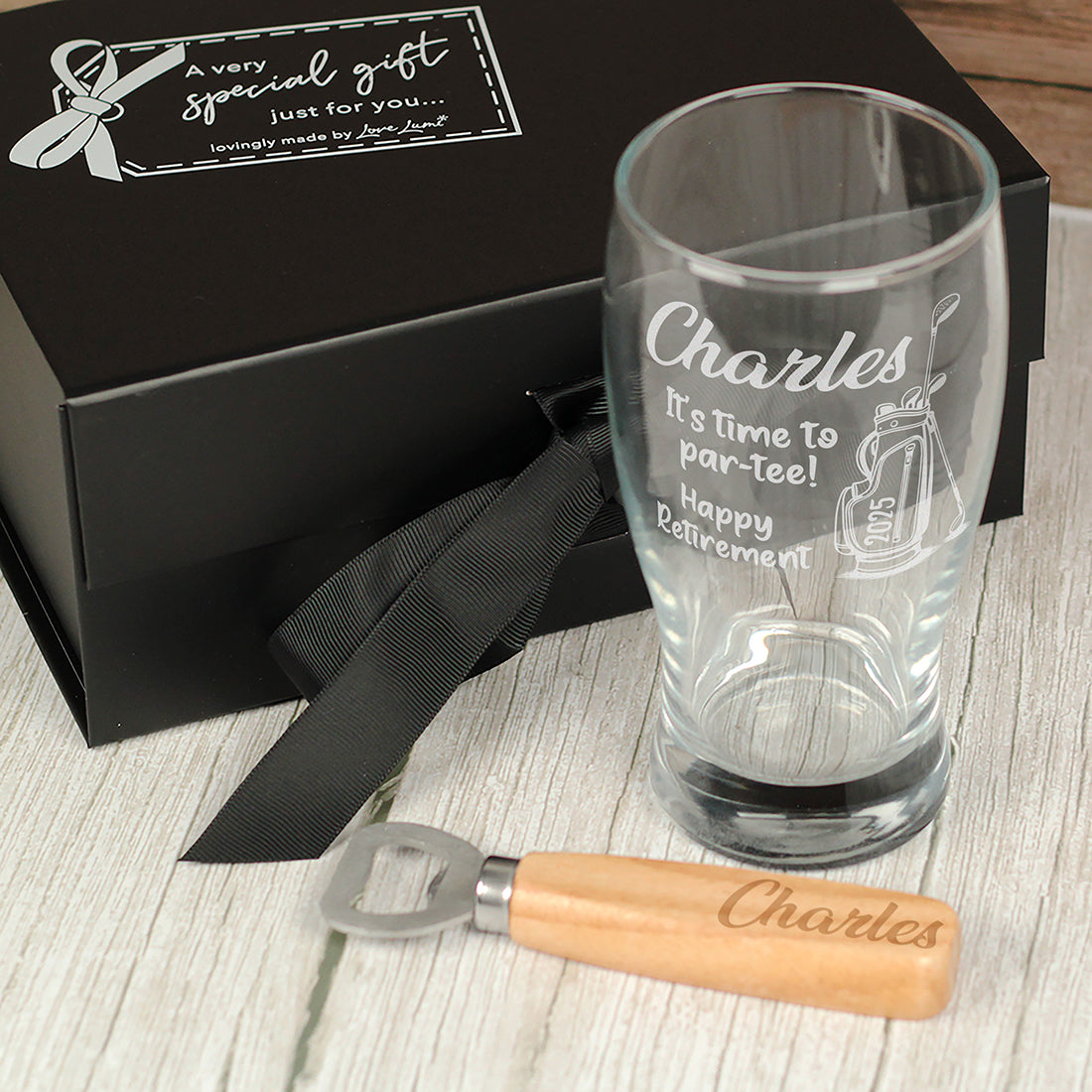 Golf Retirement Engraved Pint Glass Gift