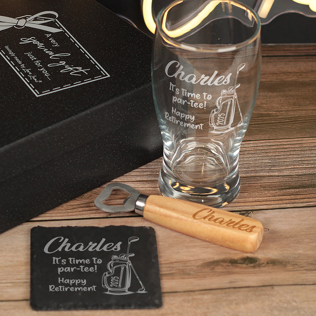 Golf Retirement Engraved Pint Glass Gift