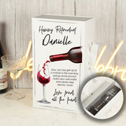 Happy Retirement Recycled Bottle Box and Matching Red or White Wine Glass Gift Set-Love Lumi Ltd