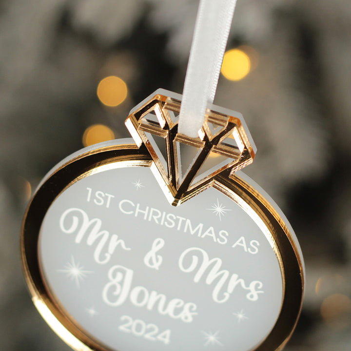 Personalised 1st Christmas Married 3D Frost and Mirror Acrylic Decoration-Love Lumi Ltd