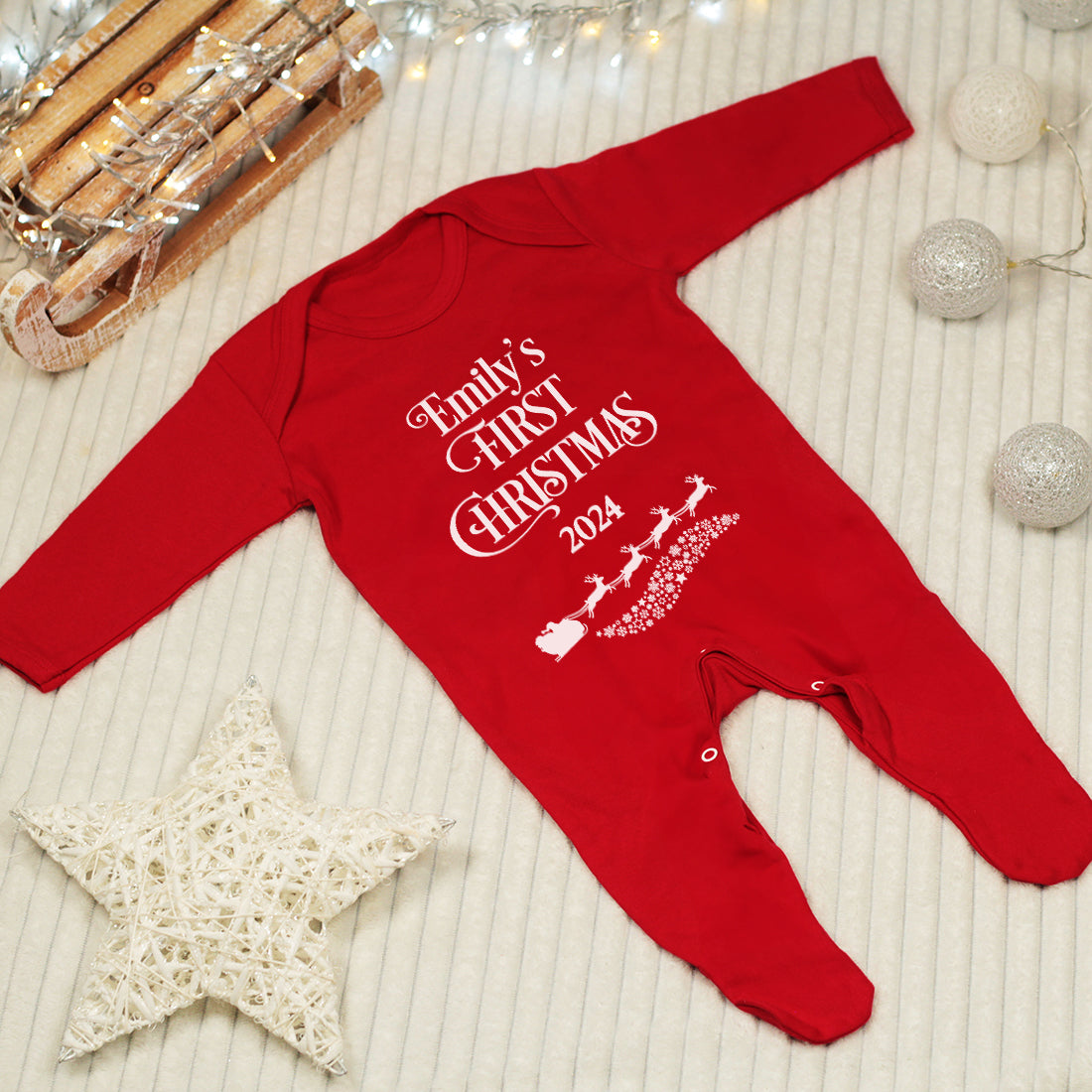 My 1st Christmas Santa's Sleigh Romper Suit-Love Lumi Ltd