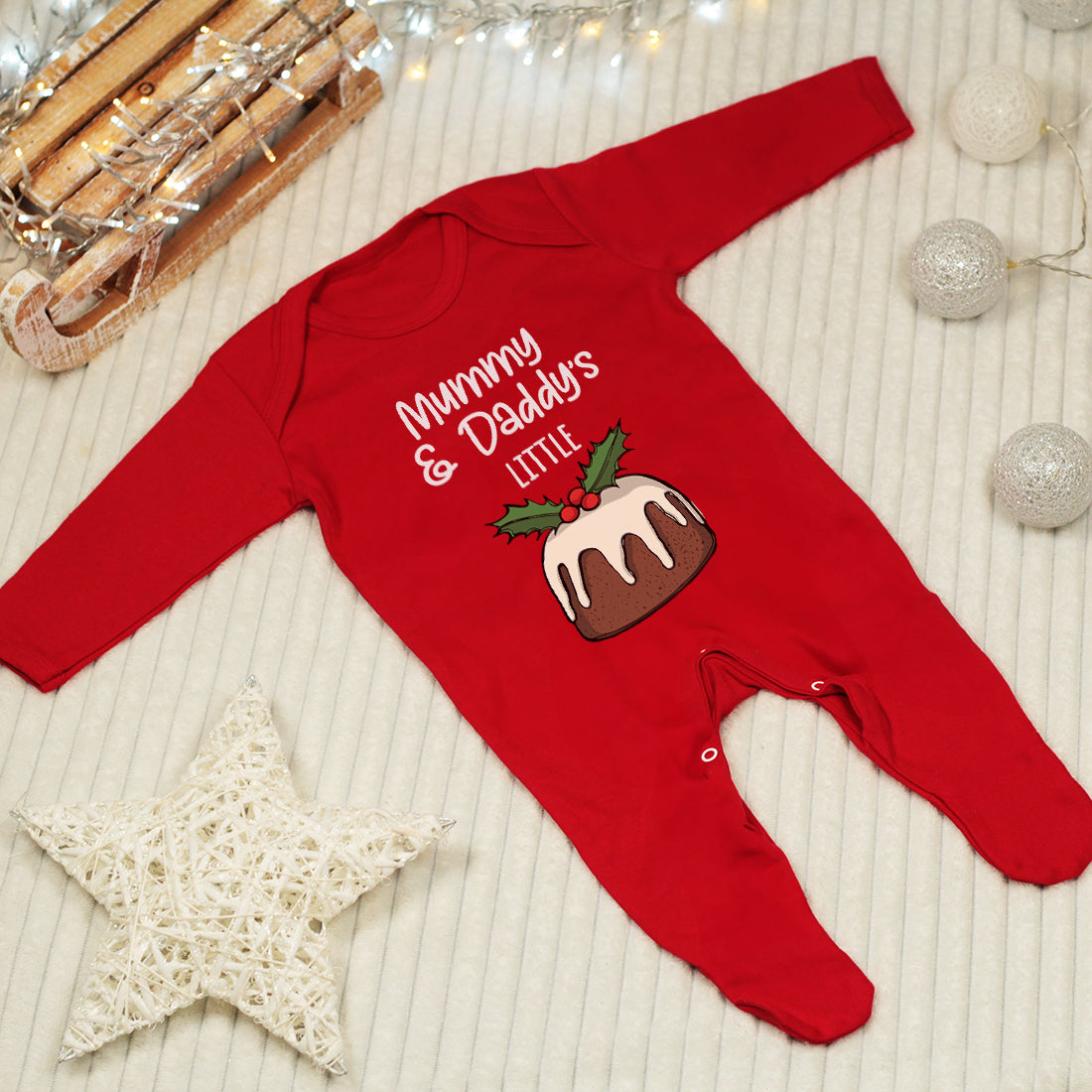 Little Christmas Pudding Romper Suit-Love Lumi Ltd