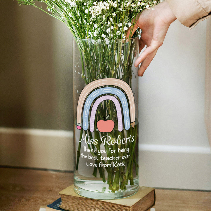 Teacher Rainbow Thank You Gift Glass Flower Vase