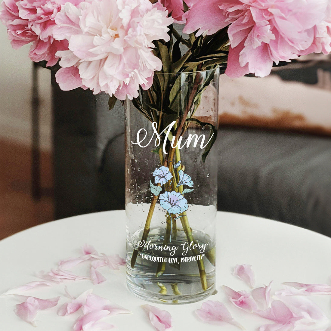 Birth Flower Cylinder Glass Birthday Gift Flower Vase-Love Lumi Ltd