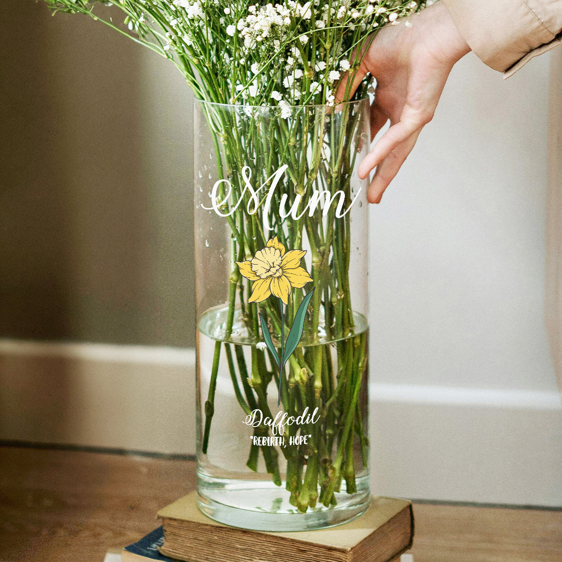 Birth Flower Cylinder Glass Birthday Gift Flower Vase-Love Lumi Ltd