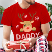 Reindeer Family Matching Christmas Red T-Shirts and Babygrow