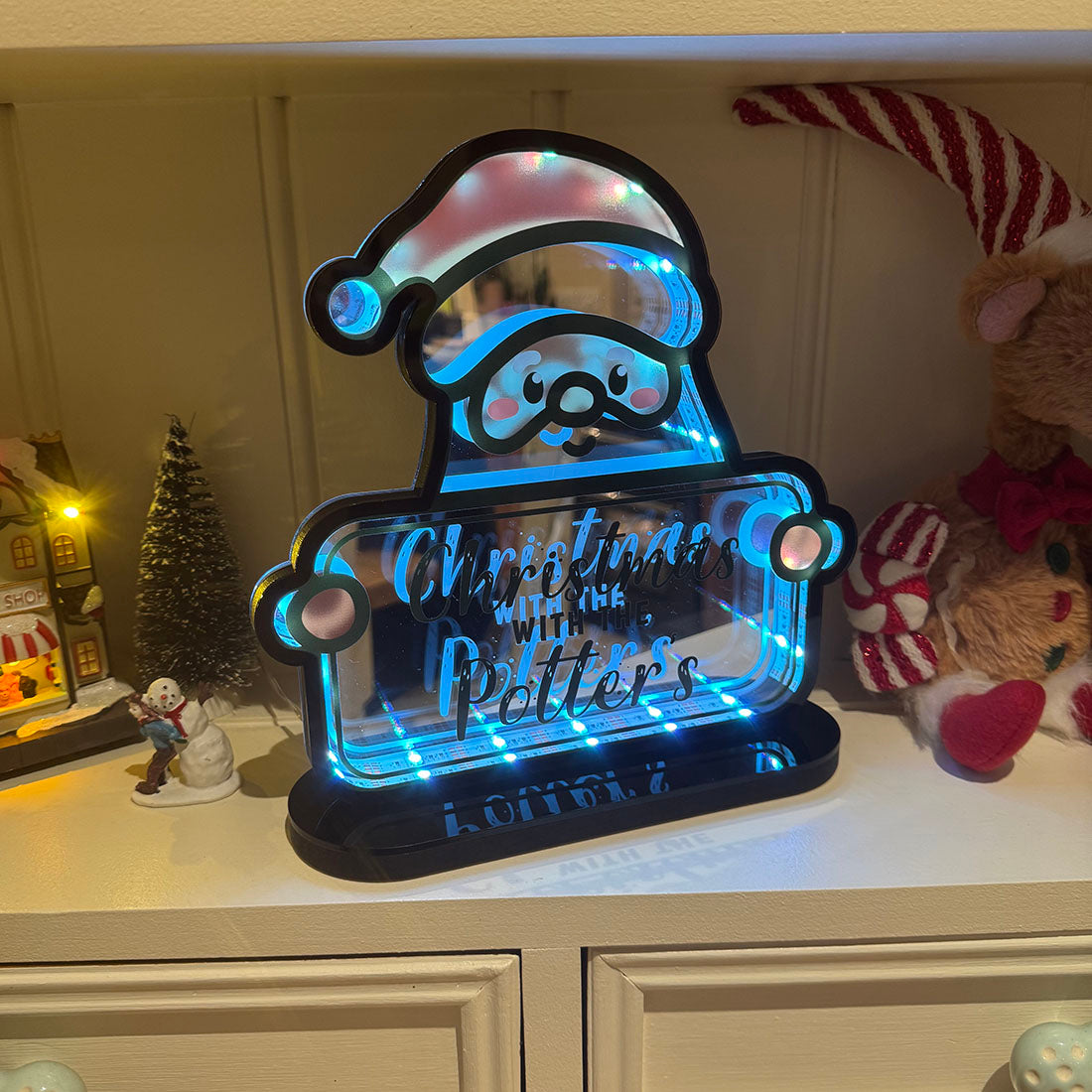 Illuminated Santa Sign with Remote Controlled Colour Changing LED Light