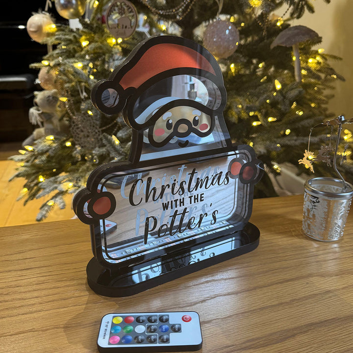 Illuminated Santa Sign with Remote Controlled Colour Changing LED Light