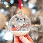 Santa's Flight Christmas Glitter Glass Bauble-Love Lumi Ltd