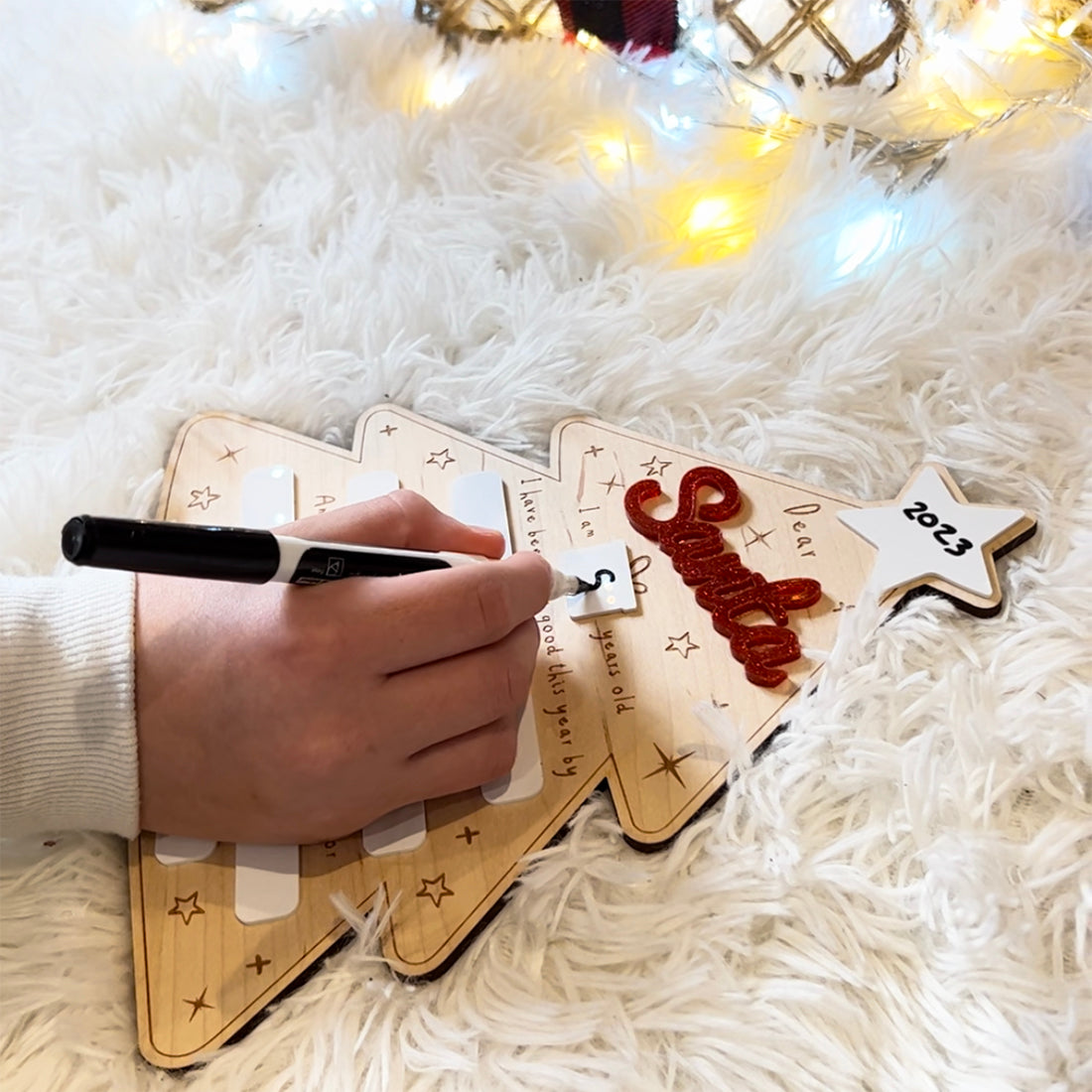 Christmas Tree Letter To Santa Wipe Clean Sign Keepsake Photo Board-Love Lumi Ltd