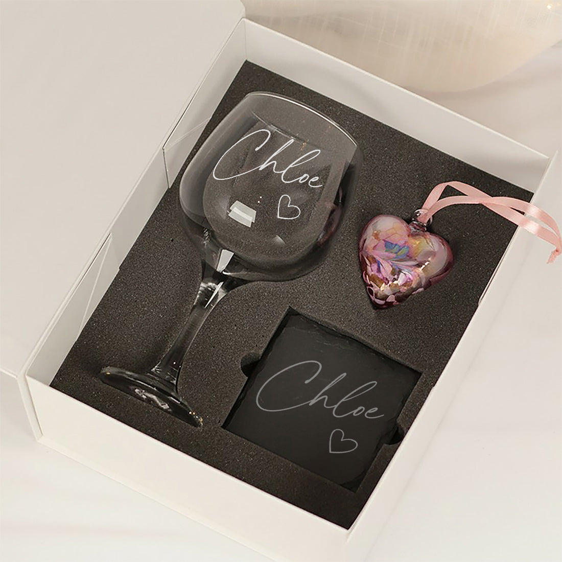 Script Name and Love Heart Large Balloon Gin Glass