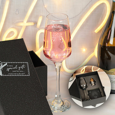 Engraved Let's Get Fizz-ical Champagne Prosecco Flute Glass