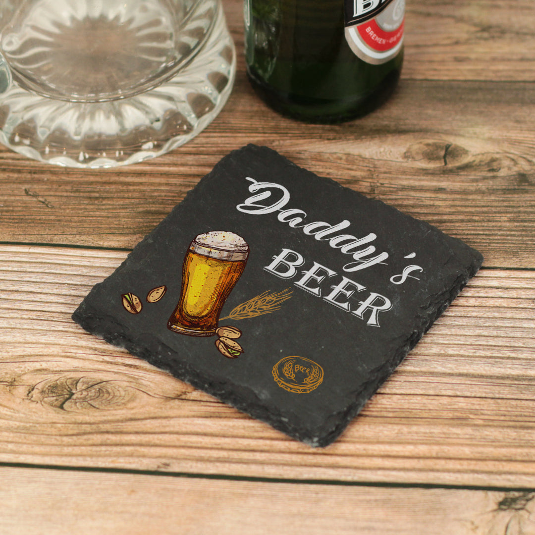 Beer Glass Natural Edged Slate Drinks Coaster-Love Lumi Ltd