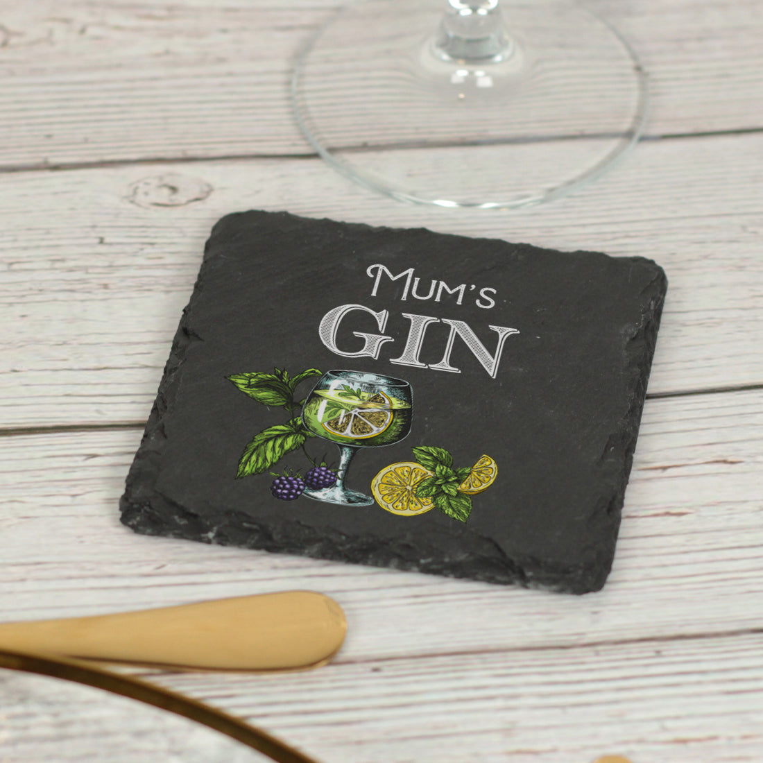 Gin Glass Slate Drinks Coaster-Love Lumi Ltd