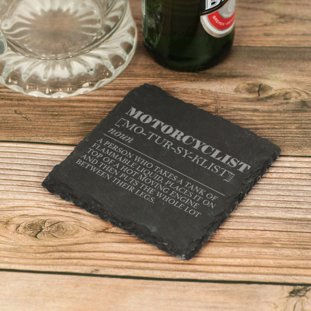 Motorcyclist Dictionary Meaning Definition Motorbike Gift Slate Coaster-Love Lumi Ltd