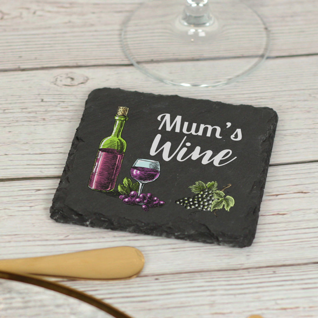Personalised Red Wine Glass Slate Drinks Coaster-Love Lumi Ltd