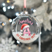 Alphabet Initial Baby's 1st Christmas Glitter Filled Glass Bauble