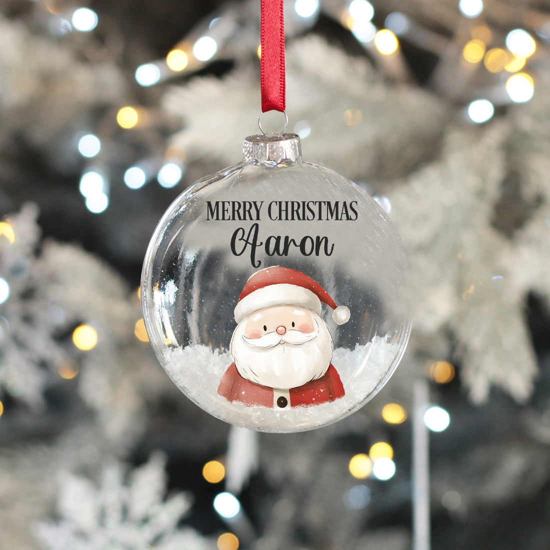 Santa Claus Christmas Snow filled Glass Bauble-Love Lumi Ltd
