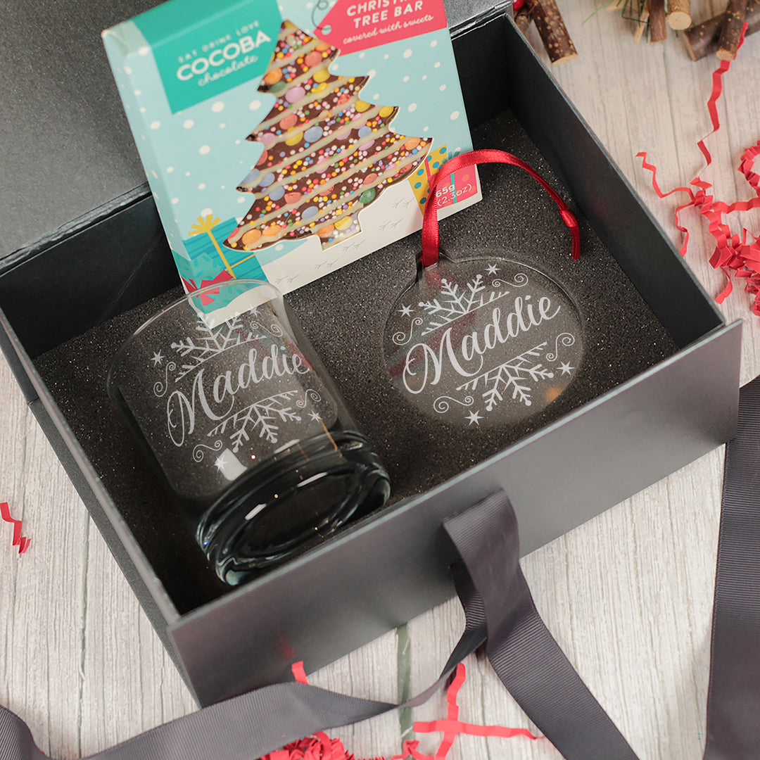 Christmas Snowflake Tumbler Glass with Gift Boxed Set