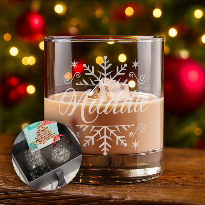 Christmas Snowflake Tumbler Glass with Gift Boxed Set