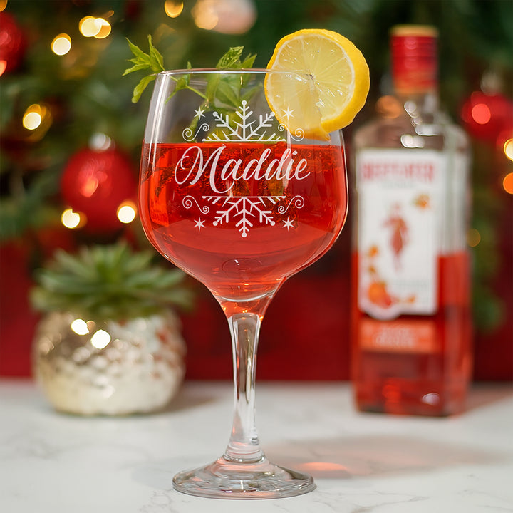 Christmas Snowflake Gin Glass and Chocolate Truffles Gift Boxed Set