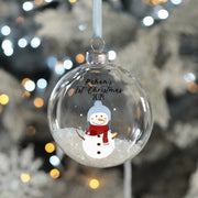 Snowman Baby's 1st Christmas Snow Filled Glass Bauble