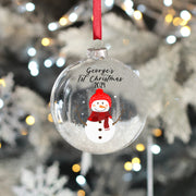 Snowman Baby's 1st Christmas Snow Filled Glass Bauble-Love Lumi Ltd