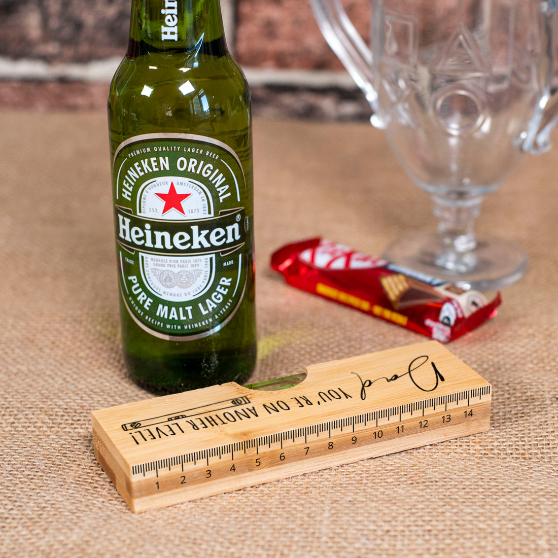You're On Another Level Bamboo Bottle Opener with Spirit Level and Ruler-Love Lumi Ltd