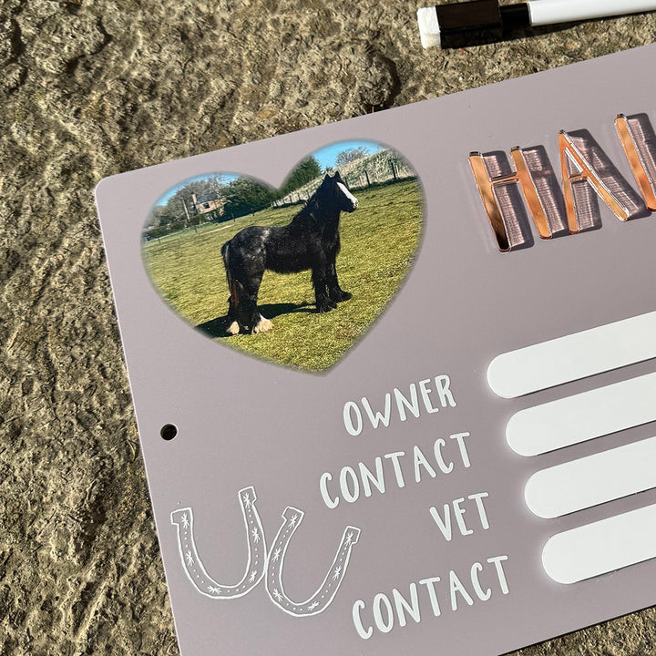 Photo Horse Name and Owner Details Acrylic Stable Door Sign