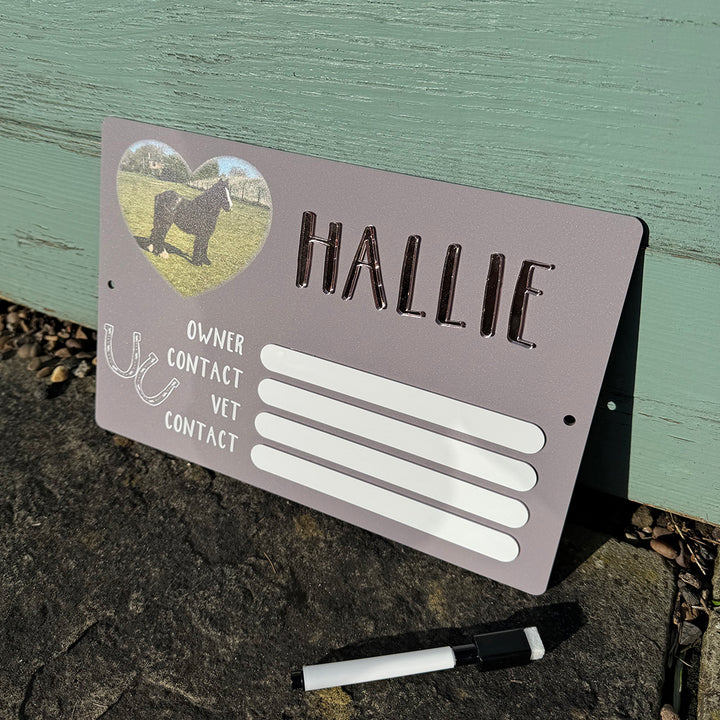 Photo Horse Name and Owner Details Acrylic Stable Door Sign