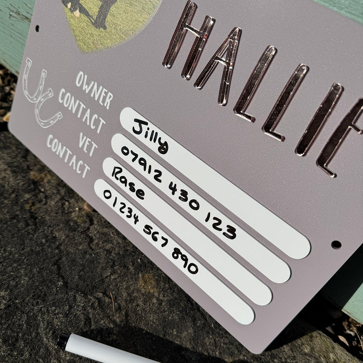 Photo Horse Name and Owner Details Acrylic Stable Door Sign
