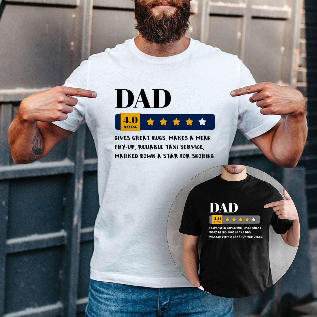 Dad Daddy Step-Dad Star Review Men's T-Shirt-Love Lumi Ltd