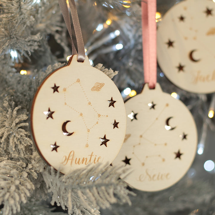 Zodiac Birth Star Sign Constellation 3-D Christmas Tree Bauble Ornament-Love Lumi Ltd