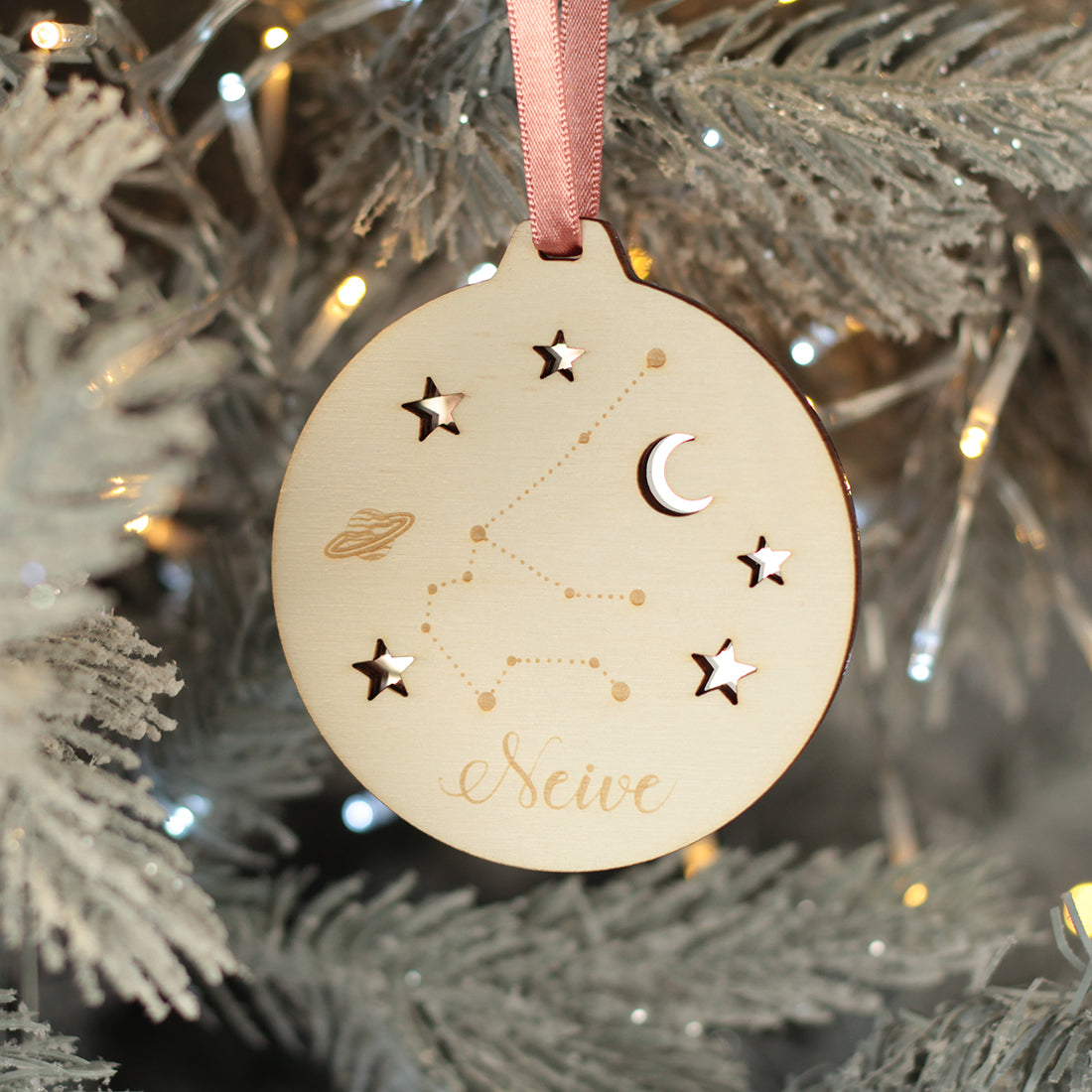 Zodiac Birth Star Sign Constellation 3-D Christmas Tree Bauble Ornament-Love Lumi Ltd